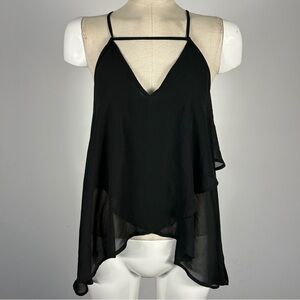 Dex Black Chiffon Tiered Cami Top XS | Date Night | Quiet Luxury NWT